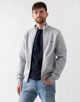 Lacoste Mens Lacoste Regular Fit Brushed Fleece Mens Zippered Sweatshirt - Silver Chine CCA - Size: XXL