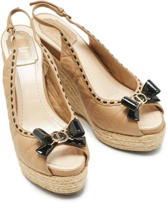 Dior Cannage espadrilles met sleehak en strik - Beige