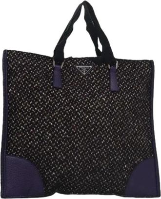 Prada Pre-owned Vintage Wollen Tote Tas - Dames - Vintage Shopper - Paars - ONE Size - Wol - Vintage