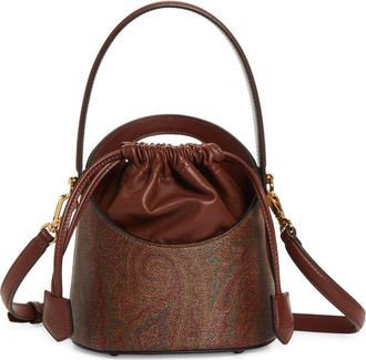 Etro Small Saturno Paisley Bucket Bag in M0019 Brown at Nordstrom