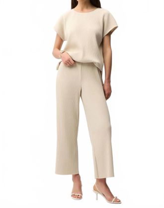 Joseph Ribkoff Pleated Scuba Crepe Pull On Wide Leg Pants In Moonstone