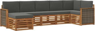 vidaXL Conjunto De Sof&aacute;s De Exterior 6 Uds. Natural Y Antracita Vidaxl