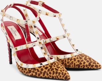 Valentino Garavani Rockstud 100 leopard-print calf hair pumps