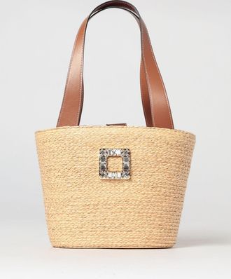 Roger Vivier Borsa Viv Skate in rafia con fibbia gioiello