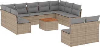 vidaXL Vidaxl - Set Divano Da Giardino 12 Pz Con Cuscini Beige Misto Polyrattan