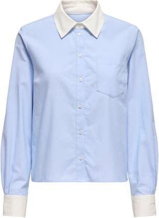 Only Paris Long Sleeve Button-Up Shirt in Cashmere Blue at Nordstrom Rack, Size X-Small