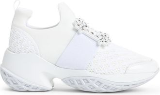 Roger Vivier White Run Strass Buckle Sneakers-Donna