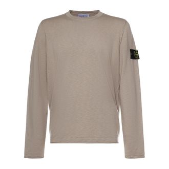 Stone Island Round-neck Knitwear, male, Beige, Size: 2XL Round-neck Knitwear