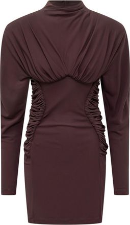 Stella McCartney Brown Solid Cowl Neck Mini Dress