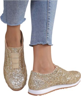 Generic Light Sandals Women Sequin Trainers Womens Flat Low Glitter Shoes Comfortable Breathable Sports Shoes Trainers Outdoor Running Shoes Casual Shoe Women