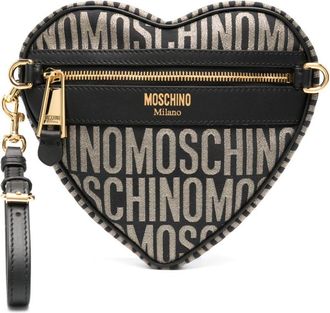 Moschino logo-jacquard metallic clutch bag - women - Metal/Cotton/Polyamide/Polyester - OS - Black