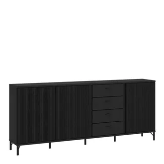 Furniture To Go Lusaka Sideboard 3 Door 4 Drawer in Black Graphite