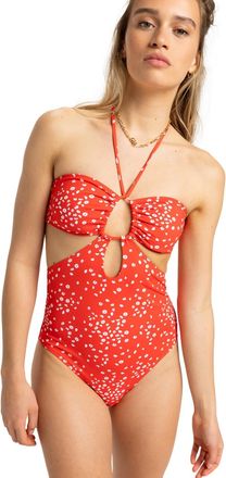Roxy Badeanzug ROXY Pt Beach Classics, Damen, Gr. XXL, rot (poppy rot dancing ditsy swim), Recycling-Polyester, Badeanz&uuml;ge Badeanzug