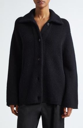 Vince Spread Collar Button Cardigan in Black at Nordstrom Rack, Size Large