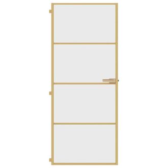 Berkfield Home Interior Door Slim Golden 83x201.5 cm Tempered Glass & Aluminium in Gold