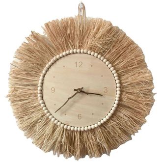 OEM Reloj De Pared Silencioso De Rafia Hecho A Mano, Estilo N&oacute;rdico, Decoraci&oacute;n De Pared Para Sala De Estar, Dormitorio, Sal&oacute;n -crezuo