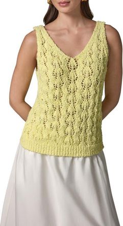 DKNY Double V-Neck Open Stitch Sweater Vest in Limoncello at Nordstrom, Size X-Large