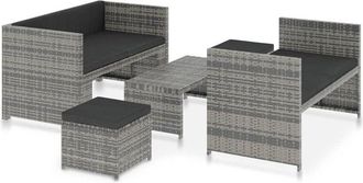 vidaXL Set De Muebles De Jard&iacute;n 5 Pzas Y Cojines Rat&aacute;n Sint&eacute;tico Gris Vidaxl
