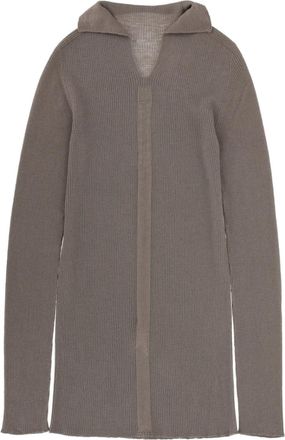 Rick Owens Grey Shawl Neck Sweater