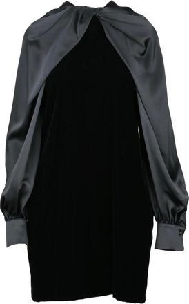 Max Mara Short Dresses, female, Black, Size: XS Velvet dress with satin puff sleeves