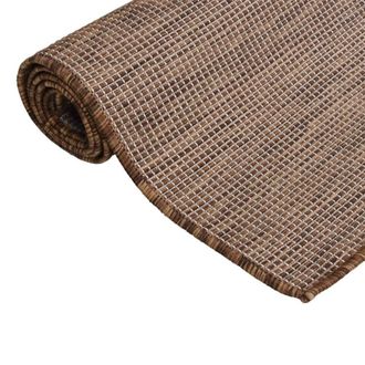Berkfield Home Outdoor Flatweave Rug 200x280 cm Brown | Size: 100 cm diameter