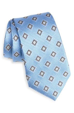 Nordstrom Geometric Silk Tie in Lt Blue at Nordstrom