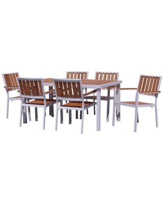 Courtyard Casual Catalina 7Pc Dining Set With 60In X39in Rectangle Table And 6 Dining Chairs