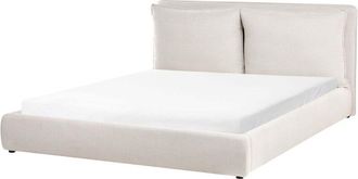 Beliani EU Super King Size Waterbed Beige Fabric 6ft Upholstered Cushion Back Bedroom Modern Style BAJONNA