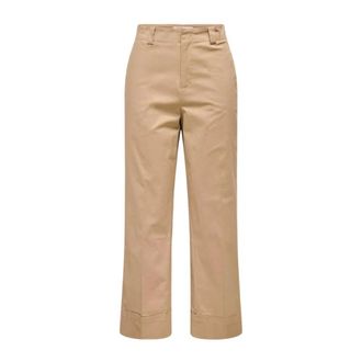 Only Straight Trousers, female, Beige, Size: S L32 Wide Leg Trousers