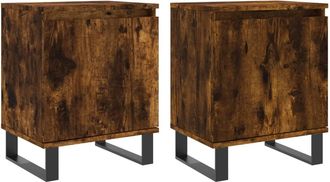 vidaXL Vidaxl - Mesitas De Noche 2 Uds Madera Ingenier&iacute;a Roble Humo 40x30x50 Cm
