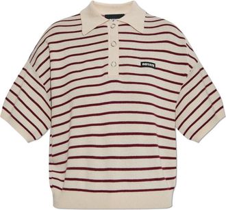Rotate Gestreept patroon polo - Dames - Polos - Beige - S - Tops