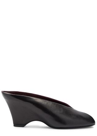Khaite Cloak 75 Peep-toe Leather Mules - Black - 40 (IT40 / UK7)