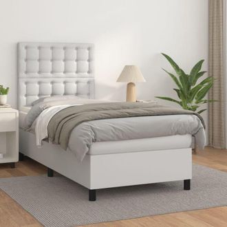 vidaXL Vidaxl - Cama Box Spring Con Colch&oacute;n Cuero Sint&eacute;tico Blanco 80x200 Cm