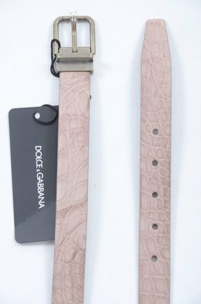 Dolce & Gabbana Mannen Beige Exotisch Huid Goud Gesp Leren Riem