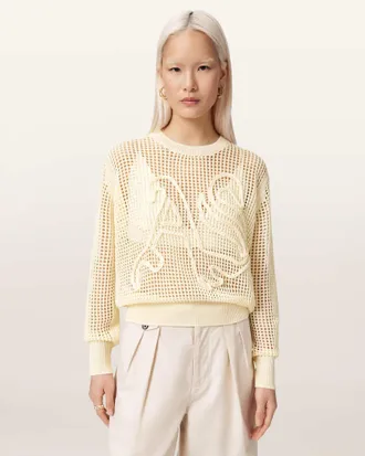 AllSaints Viscose Raelyn Relaxed Fit Open Stitch Jumper, Size: XS