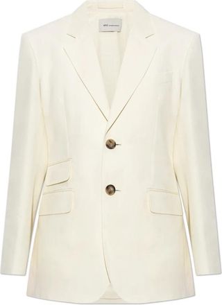 Ami Blazer met zijsplitten - Dames - Blazers - Beige - M - Katoen - Jassen