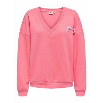 Only Sweater met V-hals en gekleurde badge