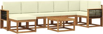 vidaXL Conjunto De Sof&aacute;s De Exterior 8 Uds. Natural Y Crema Poli&eacute;ster Vidaxl