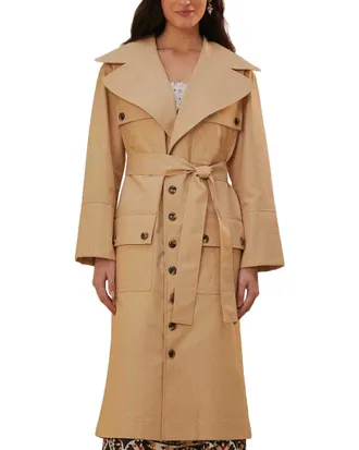 Farm Rio Farm Rio Pockets Over Nude Trench Coat