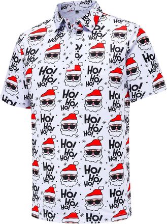 Generic Christmas Shirt for Men Funny Christmas Shirt Mens Short Sleeve Festive Christmas Casual Shirt Turn-Down Collar with Christmas Print Christmas Outfit 