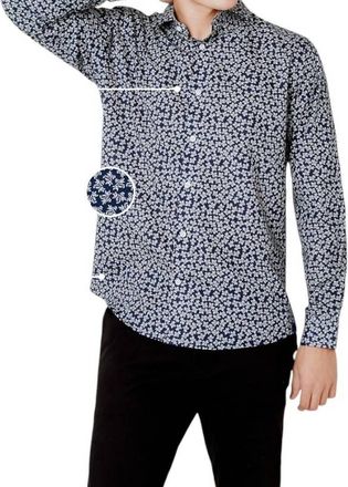 Alynn Brooks Floral Untuckable Classic Fit Dress Shirt In White