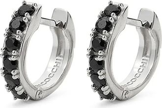 Emanuele Bicocchi Orecchini a cerchio con logo inciso - Nero