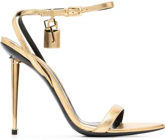 Tom Ford 115mm Padlock metallic sandals - women - Calf Leather/Calf Leather/Calf Leather - 37.5 - Gold