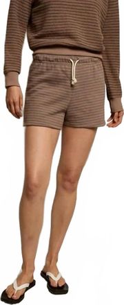 perfectwhitetee Bennie French Terry Short In Mocha/charcoal Stripe