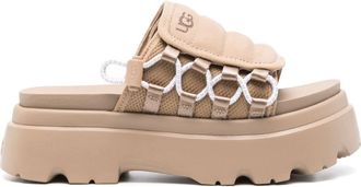 UGG Callie suede platform slides - women - Rubber/Fabric/Fabric/Calf Leather/Calf Suede - 10 - Neutrals