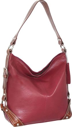 Nino Bossi Leather Bucket Bag in Cabernet