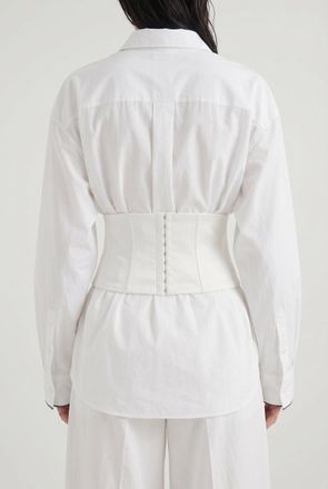 Brunello Cucinelli Womens Natural Silk Structured Corset Belt Beige Accessories & Slg