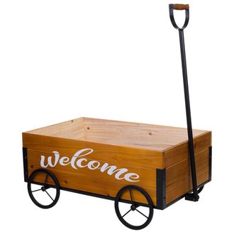 Wanderlust Deco Wanderlust Deco - Carretilla De Madera Y Metal Con Mango De Arrastre 63x39,5x72h Cm