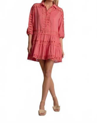 Elan Crochet Detail Dress In Pink