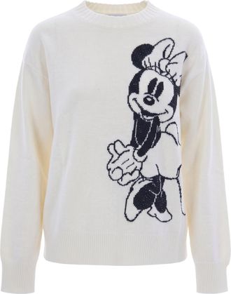 Liu Jo White Minnie Intarsia Fine Knit Sweater